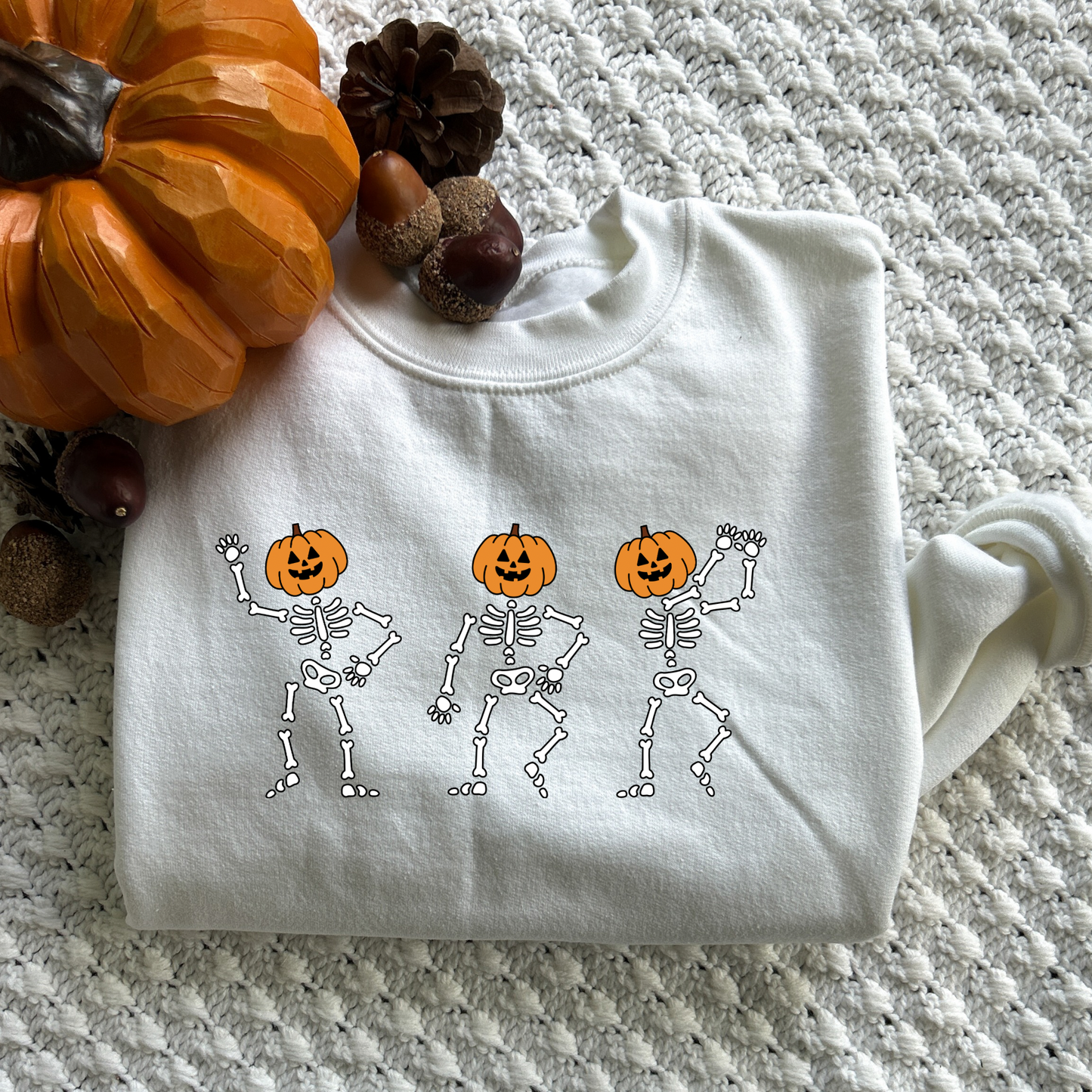 Pumpkin Skeleton Kids Crew