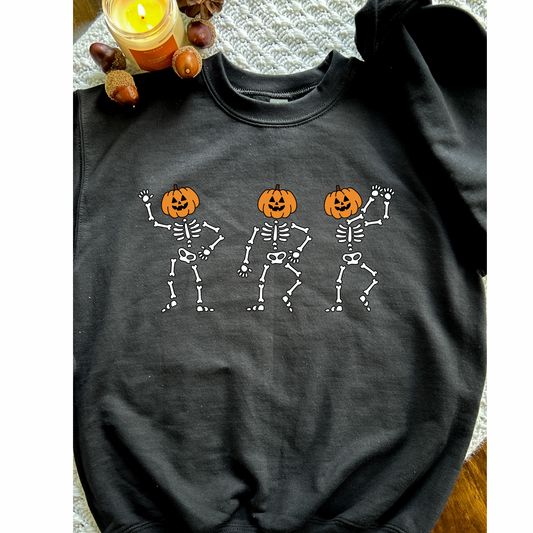 Pumpkin Skeleton Kids Crew